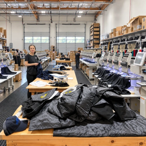 Embroidery production area at The Printing Company