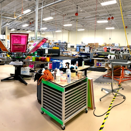 Screen printing equipment at The Printing Company