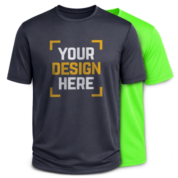 Custom printed performance shirts for construction crews