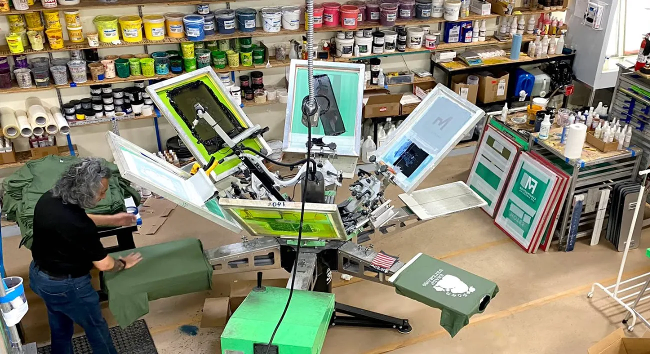 Screen printing shop floor